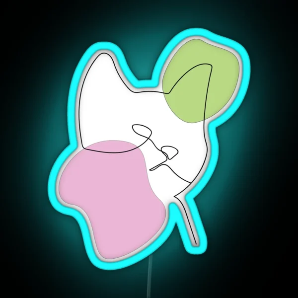Boho Line Art Kitten RGB Neon Sign