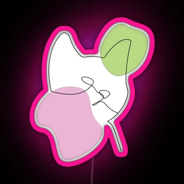 Boho Line Art Kitten RGB Neon Sign