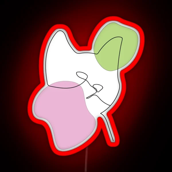 Boho Line Art Kitten RGB Neon Sign
