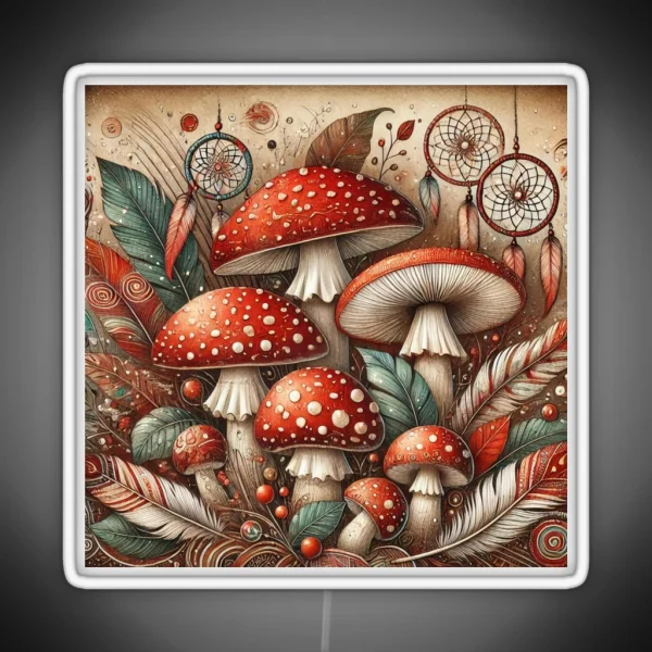 Boho Style Amanita Muscaria RGB Neon Sign