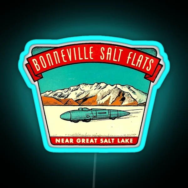 Bonneville Salt Flats Utah Vintage Travel Decal RGB Neon Sign