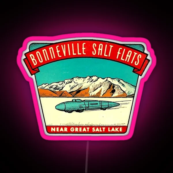Bonneville Salt Flats Utah Vintage Travel Decal RGB Neon Sign
