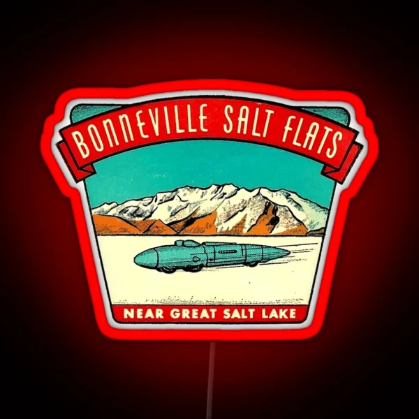 Bonneville Salt Flats Utah Vintage Travel Decal RGB Neon Sign