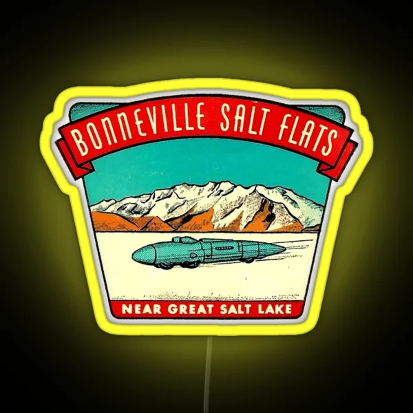 Bonneville Salt Flats Utah Vintage Travel Decal RGB Neon Sign