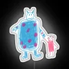 Whimsical colorful neon sign with cat and dog design
