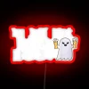 Boo-tiful couple's Halloween decor with sweet bee nurse love neon.