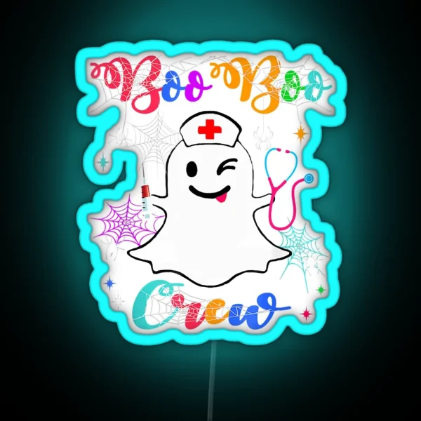 Boo Boo Crew Funny Nurse Halloween Ghost RGB Neon Sign