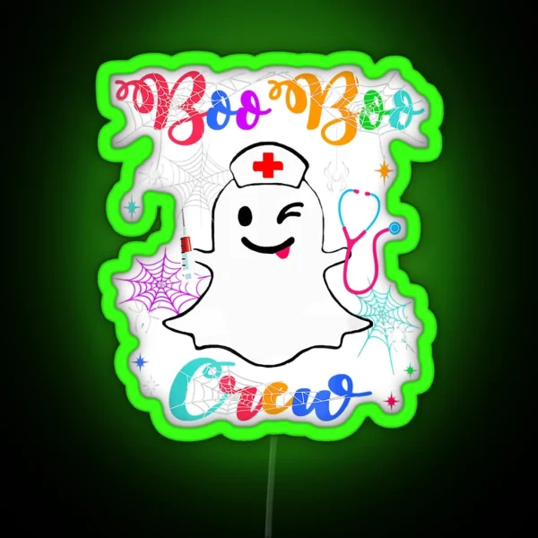 Boo Boo Crew Funny Nurse Halloween Ghost RGB Neon Sign