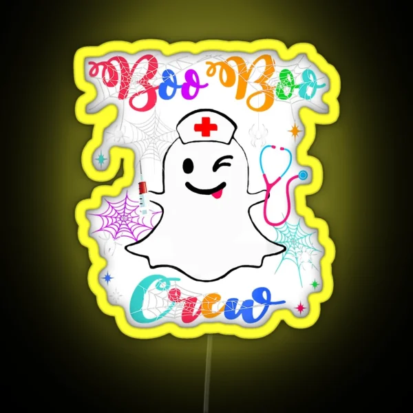 Boo Boo Crew Funny Nurse Halloween Ghost RGB Neon Sign