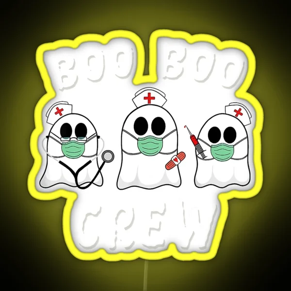 Boo Boo Crew Funny Nurse Halloween RGB Neon Sign