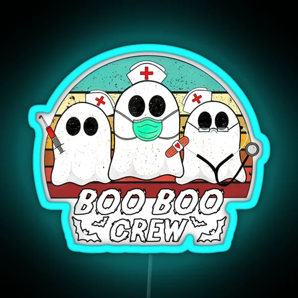 Boo Boo Crew Funny Nurse Halloween RGB Neon Sign