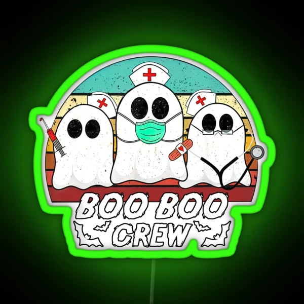 Boo Boo Crew Funny Nurse Halloween RGB Neon Sign