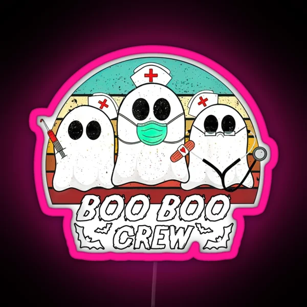 Boo Boo Crew Funny Nurse Halloween RGB Neon Sign