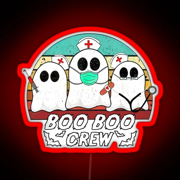 Boo Boo Crew Funny Nurse Halloween RGB Neon Sign