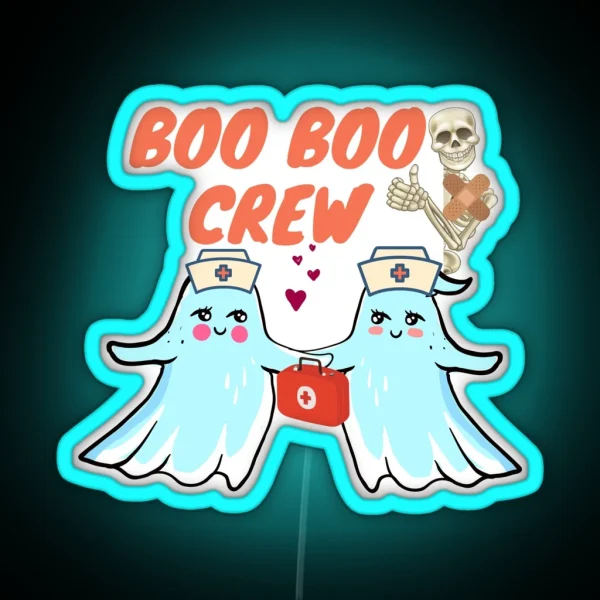 Boo Boo Crew Ghost Doctor Nurse Halloween Led RGB Neon Sign