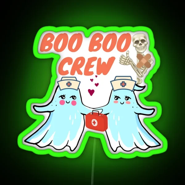 Boo Boo Crew Ghost Doctor Nurse Halloween Led RGB Neon Sign