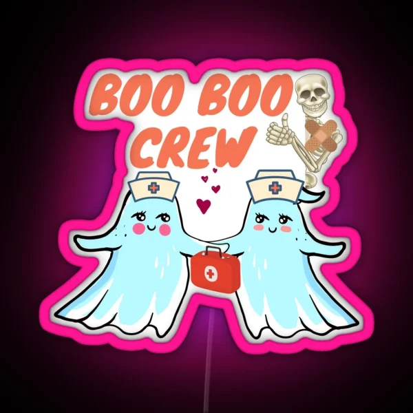 Boo Boo Crew Ghost Doctor Nurse Halloween Led RGB Neon Sign