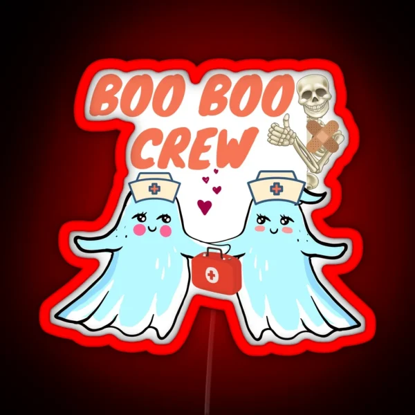 Boo Boo Crew Ghost Doctor Nurse Halloween Led RGB Neon Sign