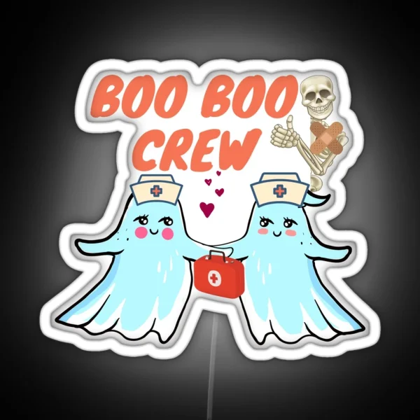 Boo Boo Crew Ghost Doctor Nurse Halloween Led RGB Neon Sign