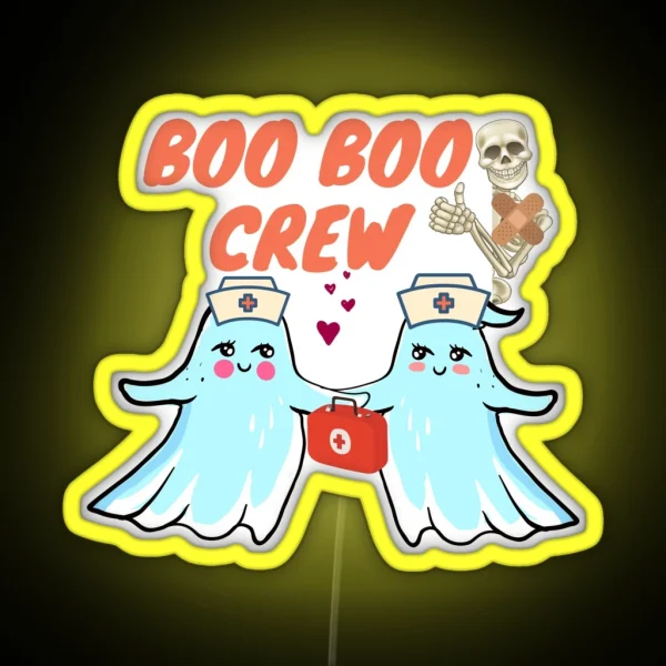 Boo Boo Crew Ghost Doctor Nurse Halloween Led RGB Neon Sign