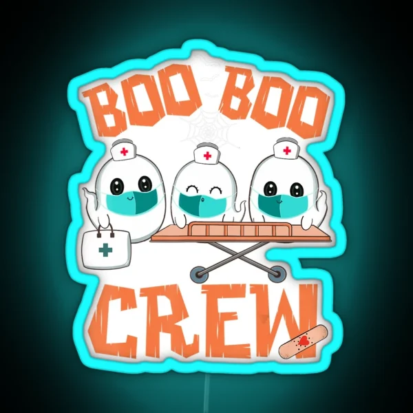 Boo Boo Crew Ghost Doctor Paramedic EMT Nurse Halloween RGB Neon Sign