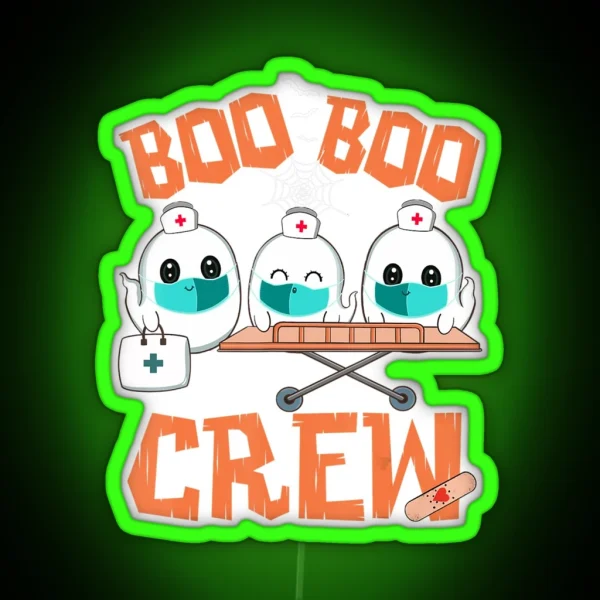 Boo Boo Crew Ghost Doctor Paramedic EMT Nurse Halloween RGB Neon Sign