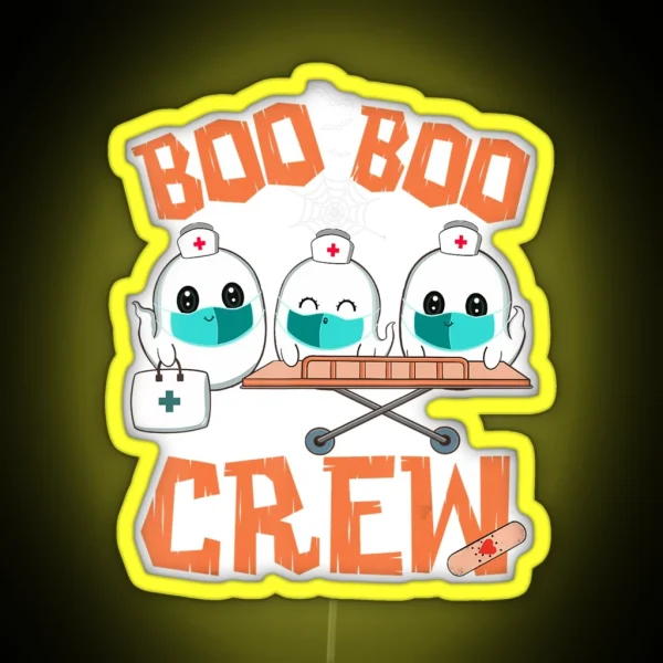 Boo Boo Crew Ghost Doctor Paramedic EMT Nurse Halloween RGB Neon Sign