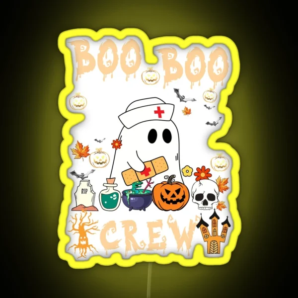 Boo Boo Crew Ghost Nurse Hallowen RGB Neon Sign