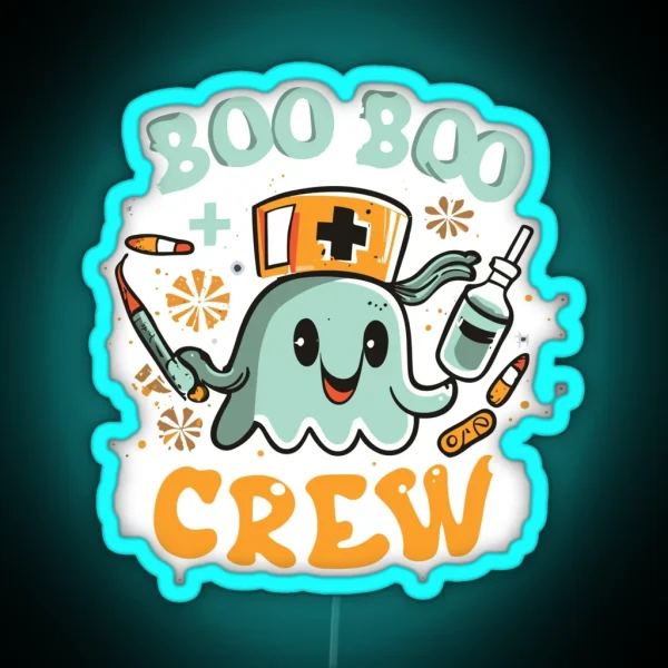 Boo Boo Crew Nurse Costume RGB Neon Sign
