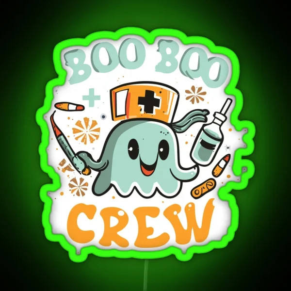 Boo Boo Crew Nurse Costume RGB Neon Sign