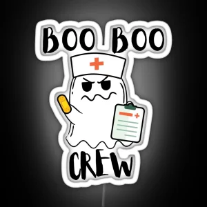 Boo Boo Crew Nurse Ghost Funny Halloween Costume Gift RGB Neon Sign