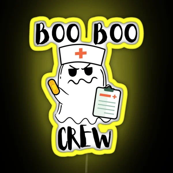 Boo Boo Crew Nurse Ghost Funny Halloween Costume Gift RGB Neon Sign