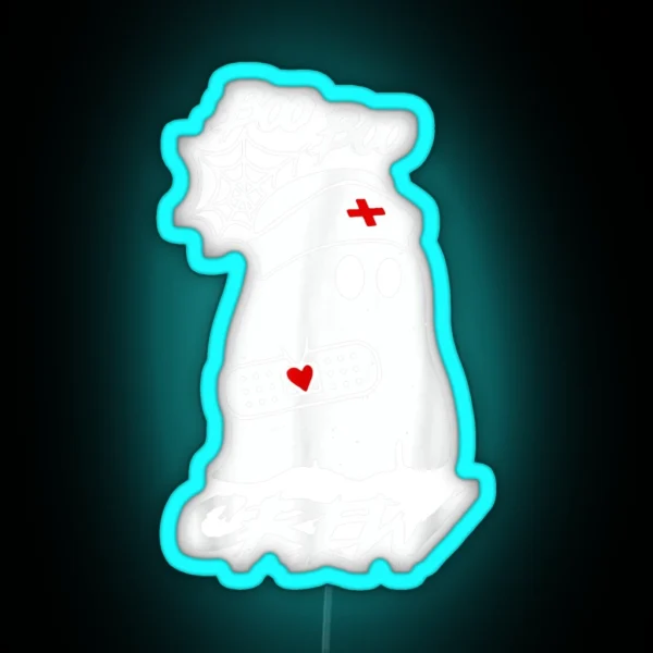 Boo Boo Crew Nurse Ghost Funny Halloween Costume Gift RGB Neon Sign