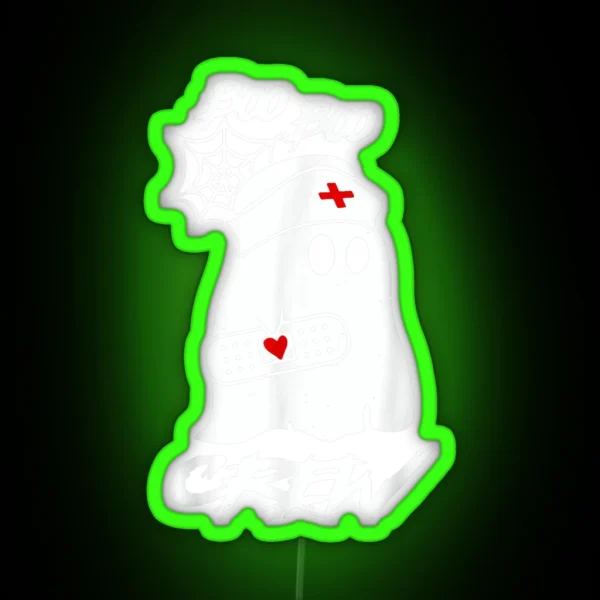 Boo Boo Crew Nurse Ghost Funny Halloween Costume Gift RGB Neon Sign