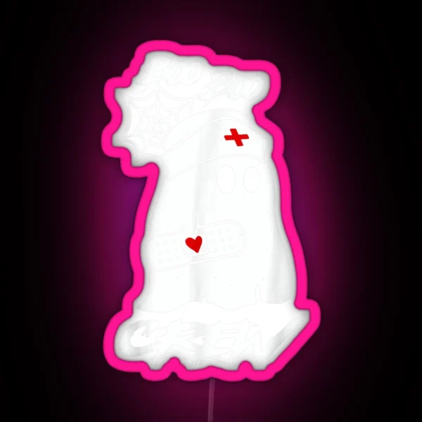 Boo Boo Crew Nurse Ghost Funny Halloween Costume Gift RGB Neon Sign