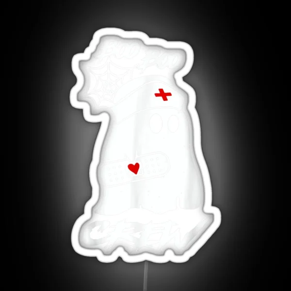 Boo Boo Crew Nurse Ghost Funny Halloween Costume Gift RGB Neon Sign