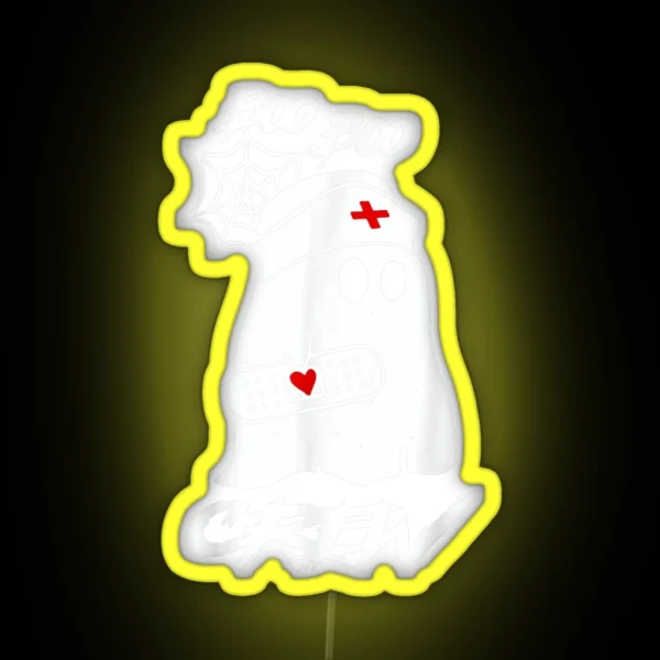 Boo Boo Crew Nurse Ghost Funny Halloween Costume Gift RGB Neon Sign