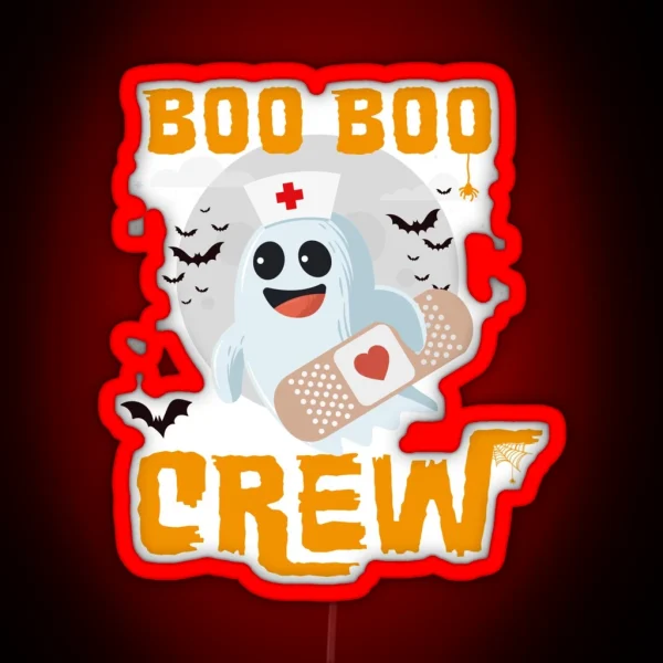 Boo Boo Crew Nurse Ghost Funny Halloween RGB Neon Sign