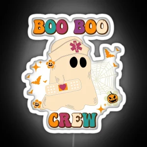 Boo Boo Crew Nurse Ghost Funny Halloween RGB Neon Sign