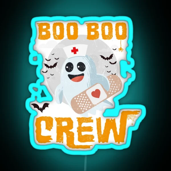 Boo Boo Crew Nurse Ghost Funny Halloween RGB Neon Sign