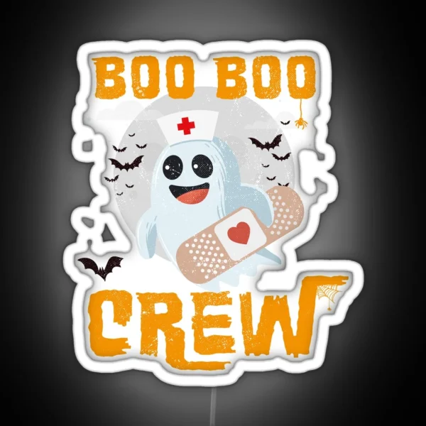 Boo Boo Crew Nurse Ghost Funny Halloween RGB Neon Sign