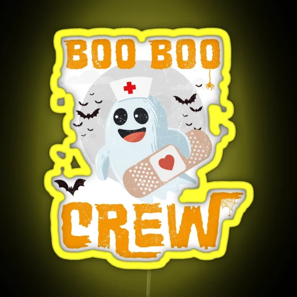 Boo Boo Crew Nurse Ghost Funny Halloween RGB Neon Sign