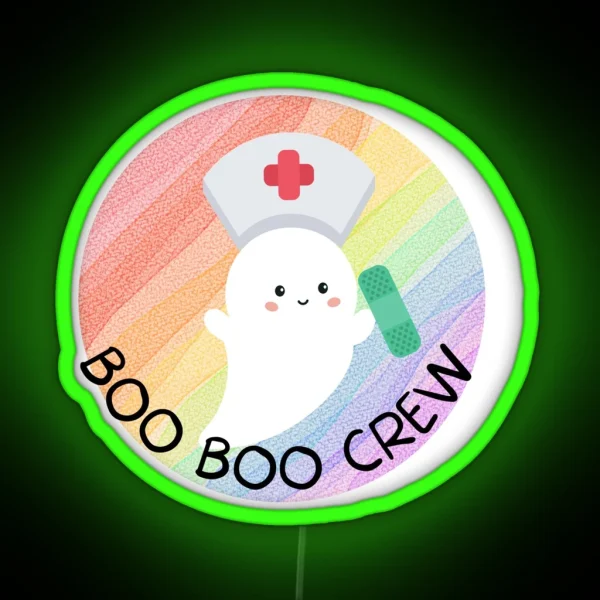 Boo Boo Crew Nurse Ghost Halloween RGB Neon Sign