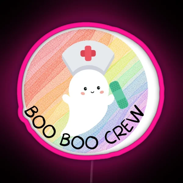 Boo Boo Crew Nurse Ghost Halloween RGB Neon Sign