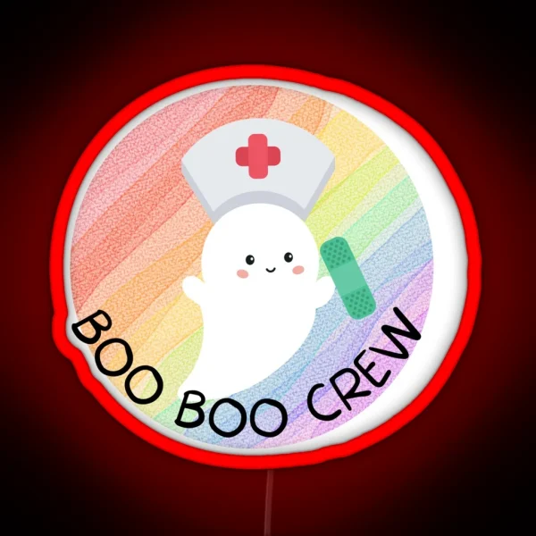 Boo Boo Crew Nurse Ghost Halloween RGB Neon Sign