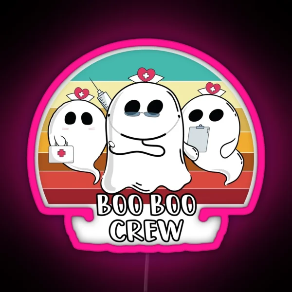 Boo Boo Crew Nurse Ghosts RGB Neon Sign