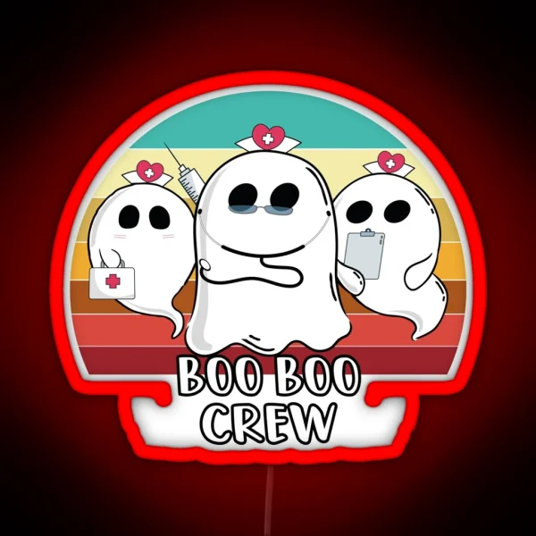 Boo Boo Crew Nurse Ghosts RGB Neon Sign