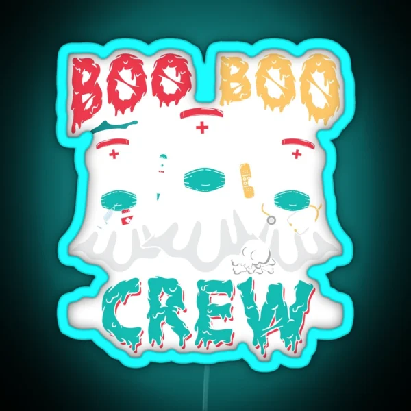 Boo Boo Crew Nurse Halloween Ghost Costume RGB Neon Sign