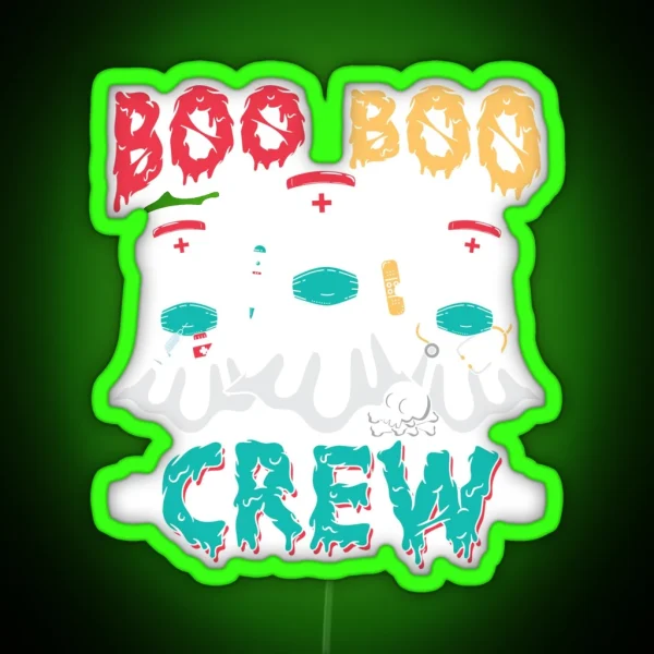 Boo Boo Crew Nurse Halloween Ghost Costume RGB Neon Sign