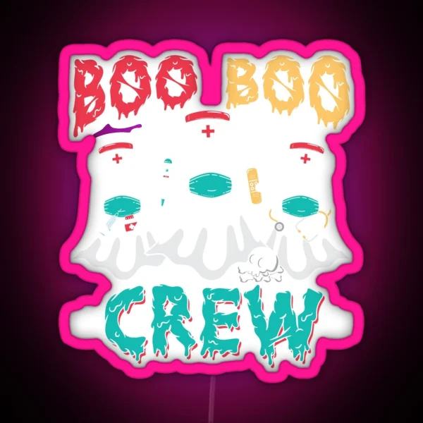 Boo Boo Crew Nurse Halloween Ghost Costume RGB Neon Sign